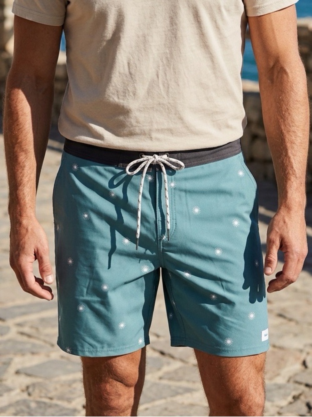 Katin Teal Star-Print Board Shorts